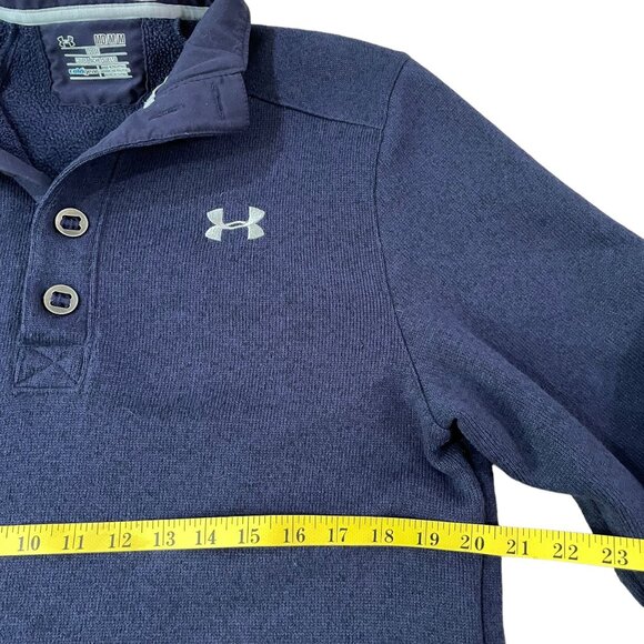 Under Armour Henley Sweater Men’s Size Medium Loose Fit Blue Coldgear - Picture 3 of 5